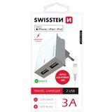 Swissten punjač za AC220, 2xUSB, 3A, SMART IC, držač, bijeli + LIGHTNING MFI kab Cijene