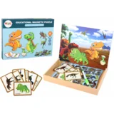 set of educational magnetic puzzles with dinosaurs