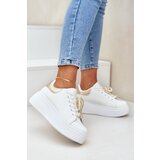 PG2 Women's Platform Sneakers With Decorations White-Gold Lerissna | Shoptok.si