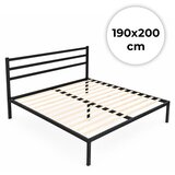 ModernHome Krevet sa metalnim ramom 190 × 200 cm, podnicom i uzglavljem, crni – Cene