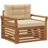  Set vanjskih sofa Čvrsto drvo akacije i poliester Prirodna - Prirodno i bež Zakrivljeni | shoptok.hr