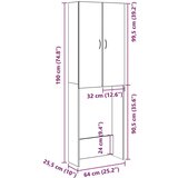 vidaXL Omara za pralni stroj artisan hrast 64x25,5x190 cm | Shoptok.si