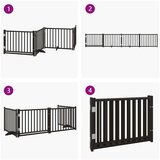 vidaXL Ograda za pse z vrati zložljiva 4 paneli črna 320 cm topolovina | Shoptok.si