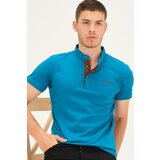 Dewberry T8560 T-SHIRT-DARK TURQUOISE-CAMEL | Shoptok.si