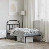  Metalni okvir za krevet s uzglavljem crni 75x190 cm | shoptok.hr