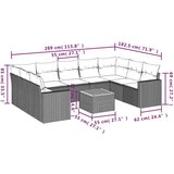  Vrtna garnitura - 10-dijelni set vrtnih sofa od poliratana s jastucima crni - Crna 2x corner+5x centre+2x sofa+1x garden+11x bac | shoptok.hr