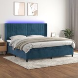 The Living Store Box spring postelja z vzmetnico LED temno modra 200x200cm žamet - Box Spring Postelja, (21492398) | Shoptok.si