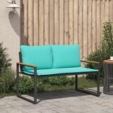  Klupa s jastukom Crna i Tirkizna 115 x 65 x 72 cm Ratan | Eponuda.com