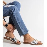 Gemre Silver flip-flops with decorative buckle Ganea | Shoptok.si