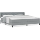 vidaXL postelja s pomladjo z vzmetnico svetlo siva 200x200 cm blago, vzglavje zasnova diamantnih blokov svetlo siva 200 cm blago | Shoptok.si