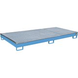eurokraft pro Regalna talna kadica z vstavkom iz PE, z rešetko, 240 l, DxŠxV 2665 x 1315 x 210 mm, modre barve | Shoptok.si