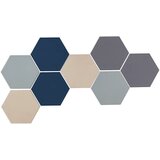 Chameleon Elegantna oglasna deska, šesterokotna, pluta, ŠxV 600 x 600 mm, sivo-modre barve | Shoptok.si