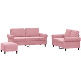 vidaXL 3-dijelni set sofa s jastucima ružičasti baršunasti - Ružičasta S osloncem za noge Cijene
