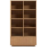 Kave Home Vitrina v hrastovem dekorju z drsnimi vrati v naravni barvi 100x174x40 cm Helvine – | Shoptok.si