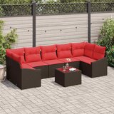  Set sofe 8 kom. 7-Broj sjedala Smeđa i crvena poliratan | shoptok.hr