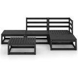  Sedežna garnitura 5-delna črna trdna borovina | Shoptok.si