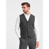 Ombre Men's suit vest with collar - graphite Cene