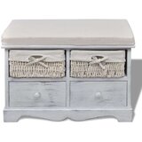 vidaXL Klupa za pohranu bijela 62 x 33 x 42 cm od drva paulovnije | shoptok.hr