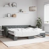 vidaXL Izvlečna dnevna postelja z vzmetnicami tm. siva 90x200 cm blago Cene