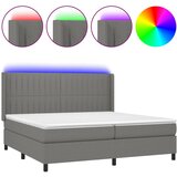  Krevet box spring s madracem LED tamnosivi 200x200 cm tkanina | shoptok.hr
