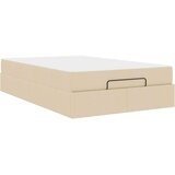 vidaXL Konstrukcija postelje z vzmetnico krema 120 x 190 cm blago | Shoptok.si