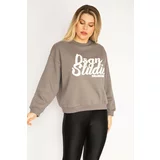 Şans Women's Plus Size Gray 3-Thread Raised Sweatshirt