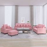  4-dijelni set sofa s jastucima ružičasti baršunasti | shoptok.hr