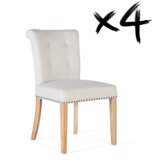 GINER Y COLOMER Komplet dveh stolov iz bež blaga in lesa, (22147264) | Shoptok.si