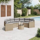 vidaXL Vrtna sofa sa stolom i jastucima polukružna bež od poliratana | shoptok.hr