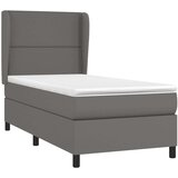  Box spring postelja z vzmetnico siva 90x200 cm umetno usnje, (20900846) | Shoptok.si