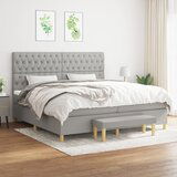 Maison Chic Box spring postelja - Vzmetna postelja z vzmetnico svetlo siva 200x200 cm blago SL13353, (21901434) | Shoptok.si