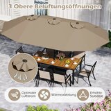Vrt Dvostruki suncobran s postoljem, UPF 50+ i mehanizmom na ručicu, ni suncobran, 443 x 263 cm, Kava | shoptok.hr