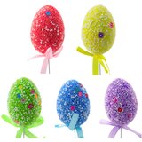  Easter Eggs On A Wire Pick Colorful White Patterns Ribbon Decoration 6pcs | shoptok.hr