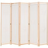 vidaXL Sobna pregrada s 5 panela od tkanine 200 x 170 x 4 cm krem Cijene