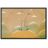  Slika - Dreamy Traveler - A Cheerful Giraffe Driving a Car on a Sunny Day 60x40 U crnom drvenom okviru | shoptok.hr
