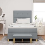 Box Spring Krevet s Madracem i Klupom Svjetlosiva 120x200 cm Tkanina | shoptok.hr