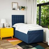 vidaXL Box spring postelja z vzmetnico modra 90x200 cm blago | Shoptok.si