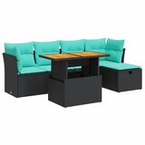  6-dijelni set vrtnih sofa s jastucima crni od poliratana bagrem | shoptok.hr