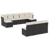  10-dijelni set vrtnih sofa s jastucima crni od poliratana | shoptok.hr