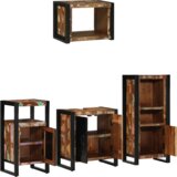  Komplet pohištva za kopalnico 4 pcs Trdna obnovljena les, (5000233280) | Shoptok.si