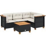 Maison Chic Seti vrtnega pohištva - Vrtna garnitura - Vrtni pohištvo set 5-delna z blazinami črn poli ratan, (21820768) | Shoptok.si