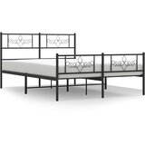 Maison Chic kovinski posteljni okvir - dvoposteljna postelja - zakonska postelja z vzglavjem in vznožjem črn 120x200 cm, (21697299) | Shoptok.si