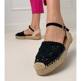 D/CEO Black lace espadrille sandals Santos | shoptok.hr