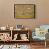  Slika - Dreamy Traveler - A Cheerful Giraffe Driving a Car on a Sunny Day 120x80 U crnom drvenom okviru | shoptok.hr