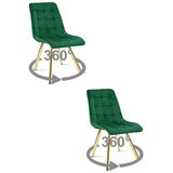  Okretna stolica CIEZA 360, zeleni baršun, zlatne metalne noge, set 2 kom | shoptok.hr