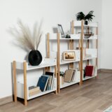 Kondela Stojalo z dvema policama, naravni bambus / belo, BALTIKA TIP 1 | Shoptok.si