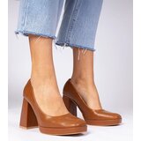 D/CEO marka niezdefiniowana Brown square-toe pumps on a massive heel Irenois | ePonuda.com
