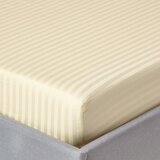 HOMESCAPES pudrasto rumene egiptovske satenaste ovite rjuhe s črtami iz bombaža s 330 niti, 120x190 cm, (20747693) | Shoptok.si