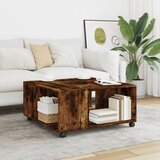 vidaXL Klubska mizica dimljeni hrast 80x80x40 cm inženirski les | Shoptok.si