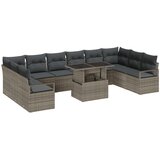 vidaXL 11 Dijelni Vrtni Sofa Set s Jastučićima Sivi Poli Ratan, Sofa za 2 Osobe s Jastučićima Sivi Poli Ratan Cijene
